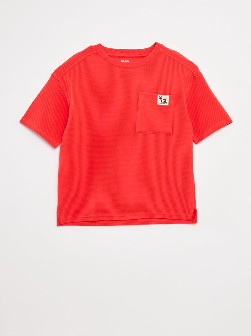 T-shirt em malha otomano Vermelho - Kiabi