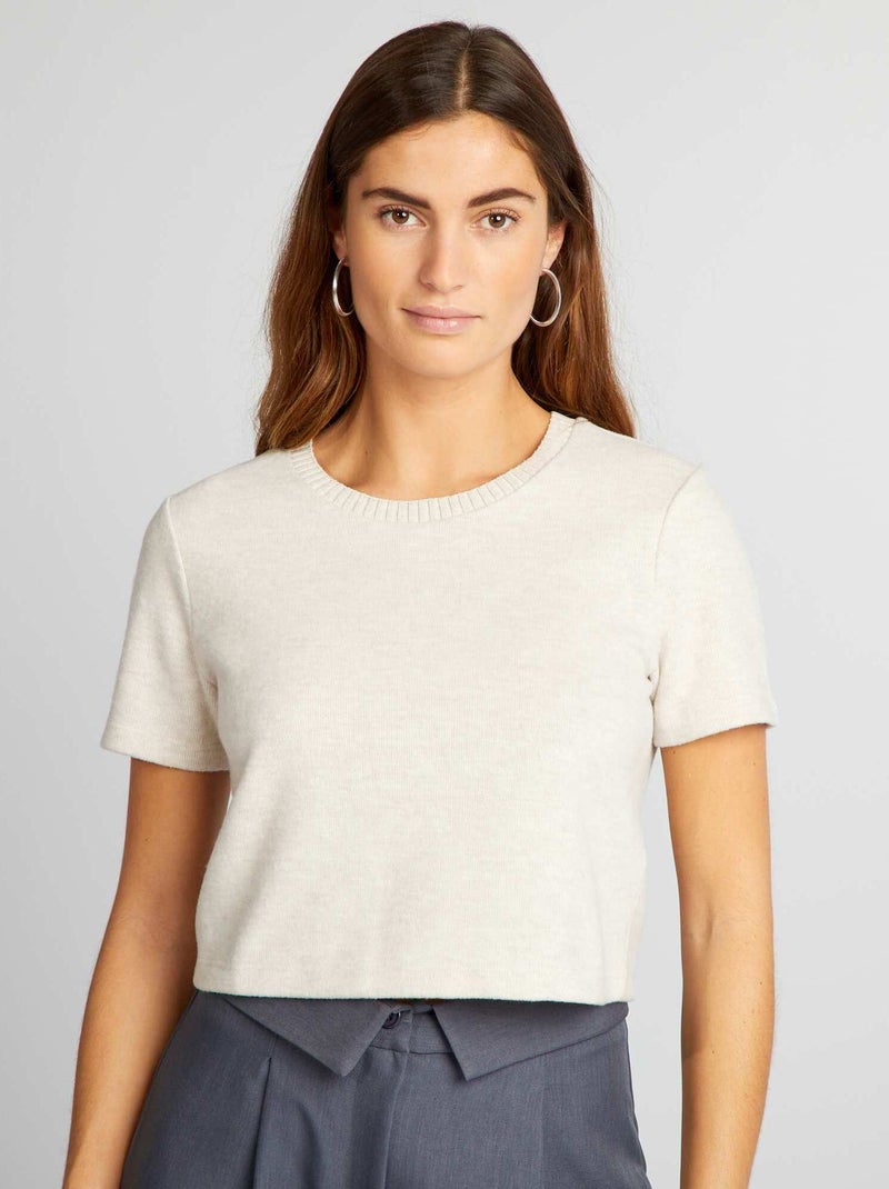 T-shirt em malha peluche BEGE - Kiabi