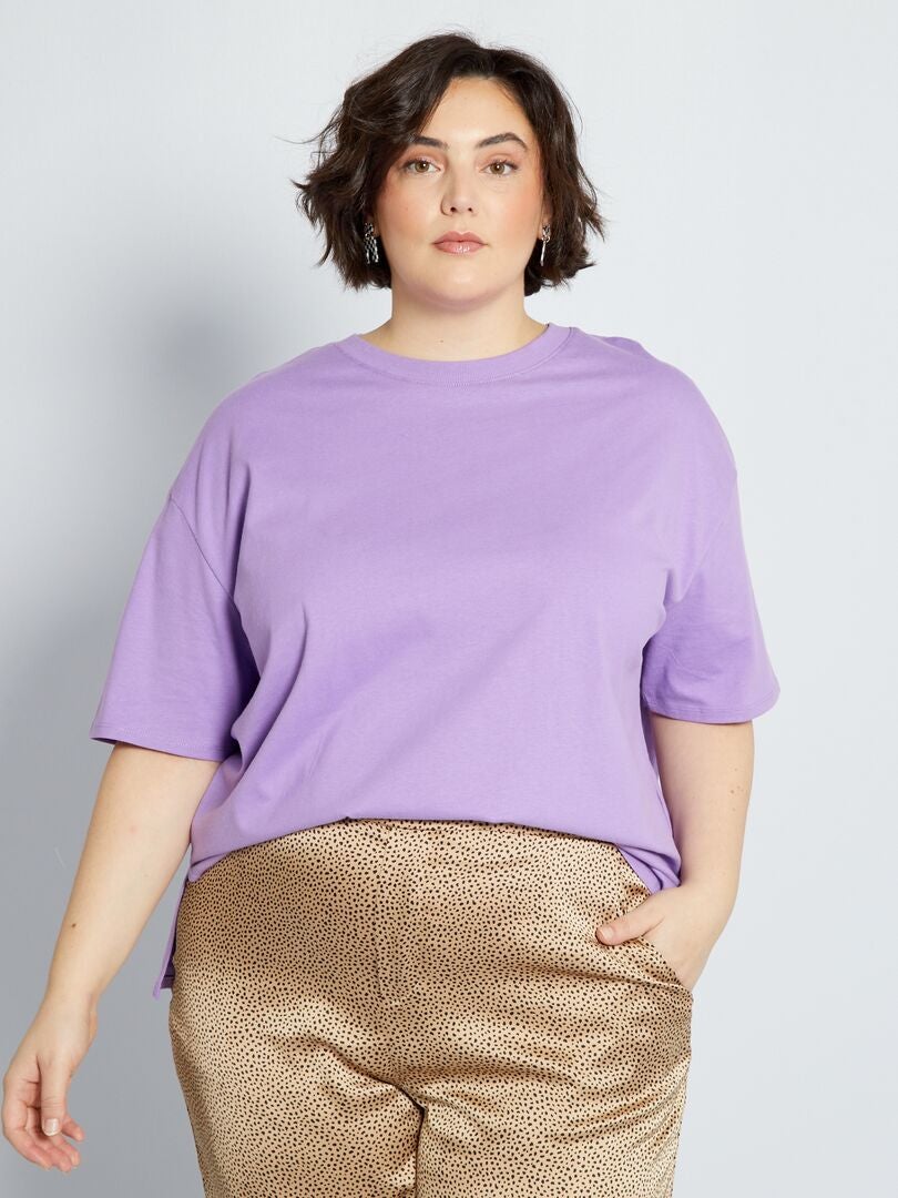 T-shirt em malha pesada Violeta - Kiabi