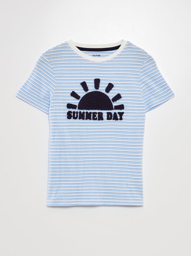 T-shirt em malha piqué AZUL - Kiabi