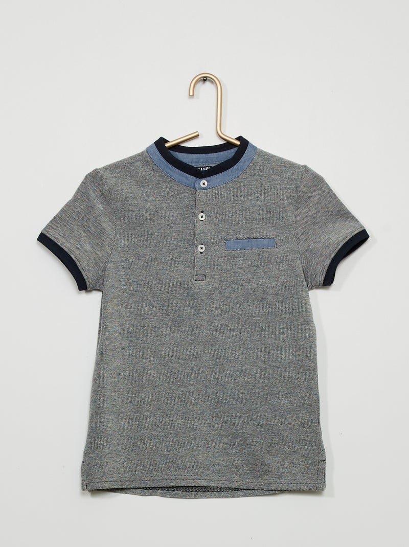 T-shirt em malha piqué AZUL - Kiabi