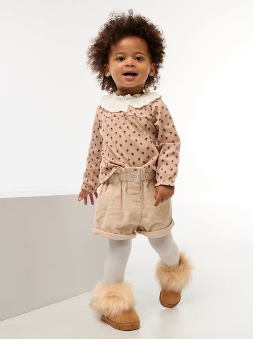 T-shirt em malha piqué com gola bordada - Kiabi