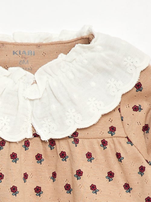 T-shirt em malha piqué com gola bordada - Kiabi