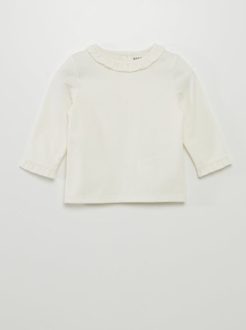 T-shirt em malha plissada BRANCO - Kiabi