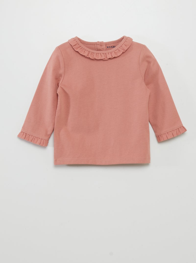 T-shirt em malha plissada ROSA - Kiabi