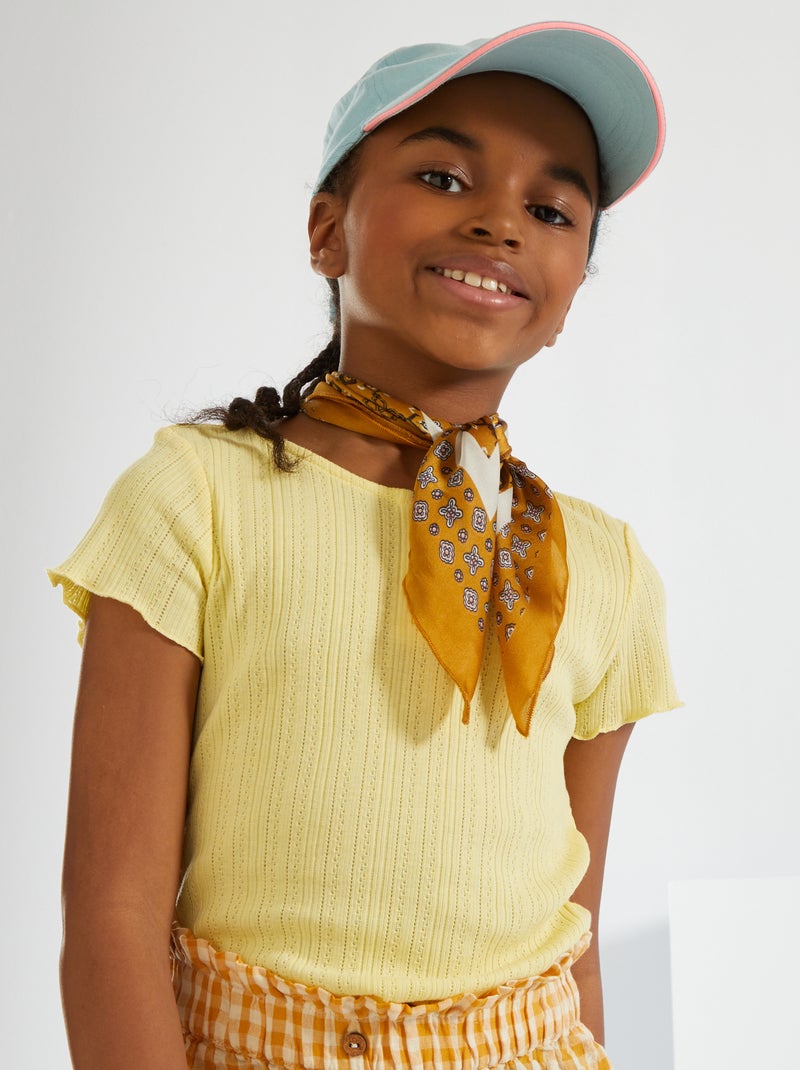 T-shirt em malha pointelle AMARELO - Kiabi
