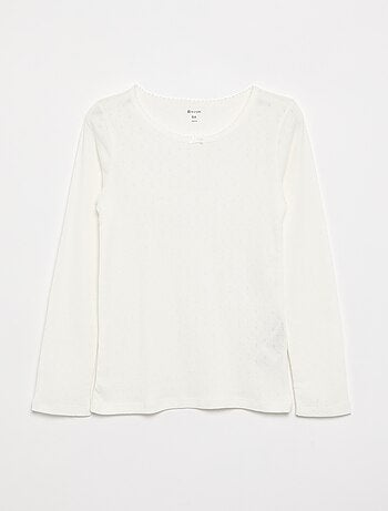 T-shirt em malha pointelle