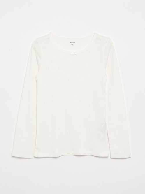 T-shirt em malha pointelle - Kiabi