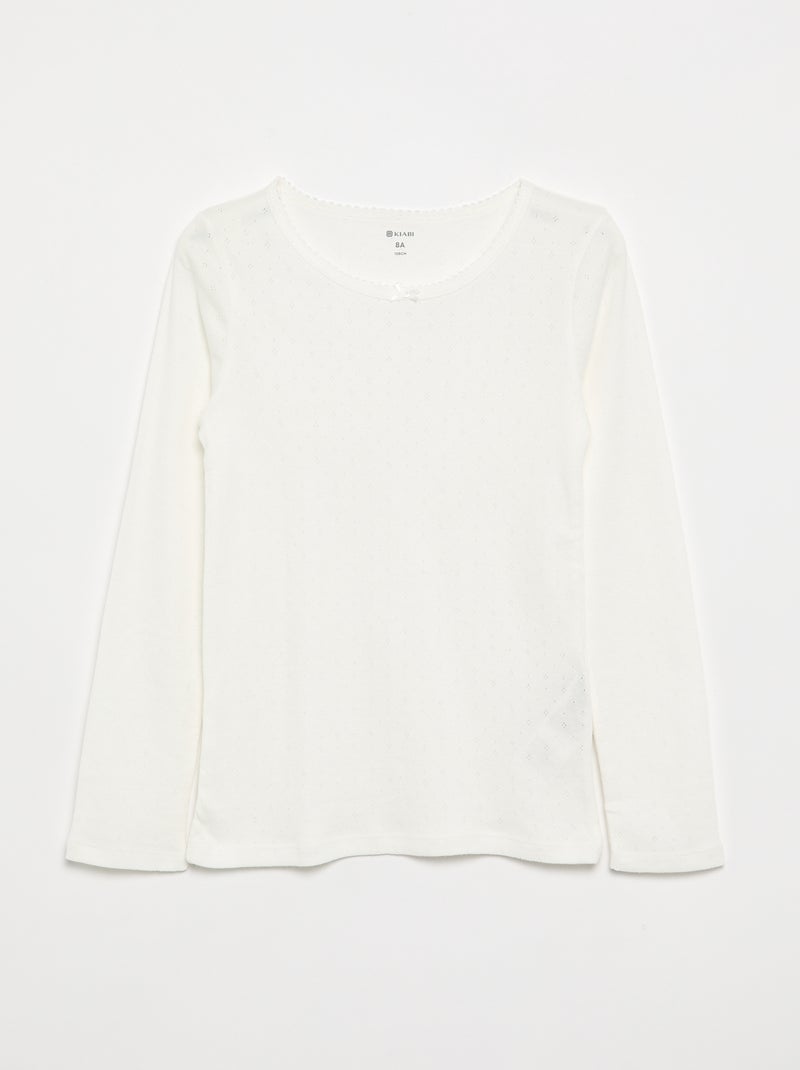 T-shirt em malha pointelle Bege - Kiabi