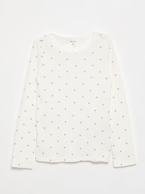 T-shirt em malha pointelle - Kiabi