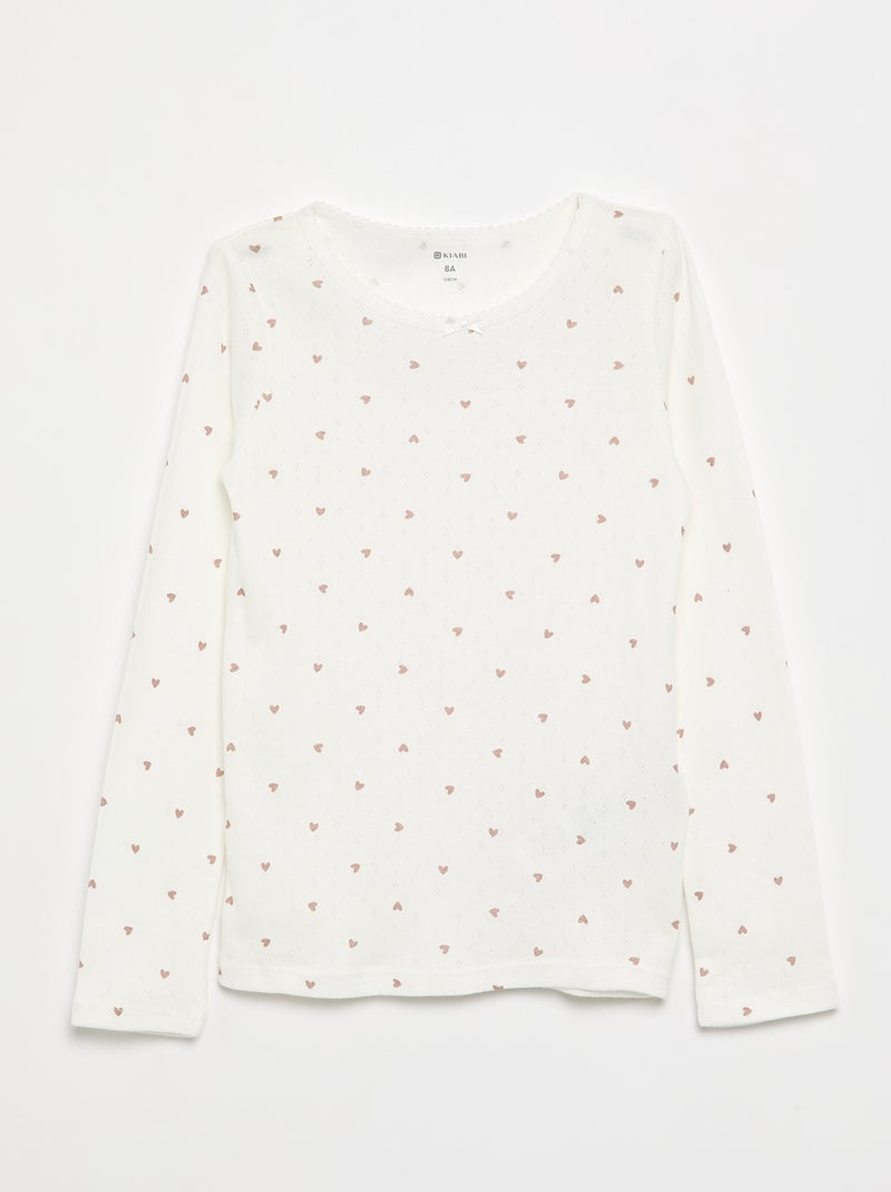 T-shirt em malha pointelle Bege - Kiabi