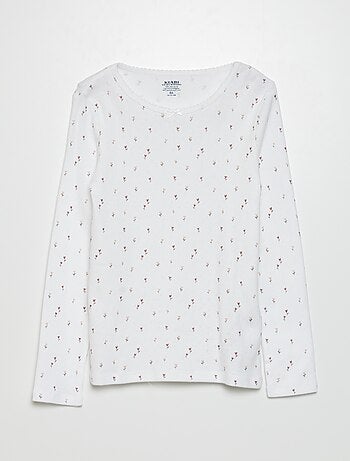 T-shirt em malha pointelle