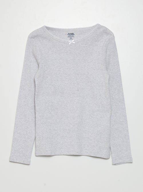 T-shirt em malha pointelle - Kiabi