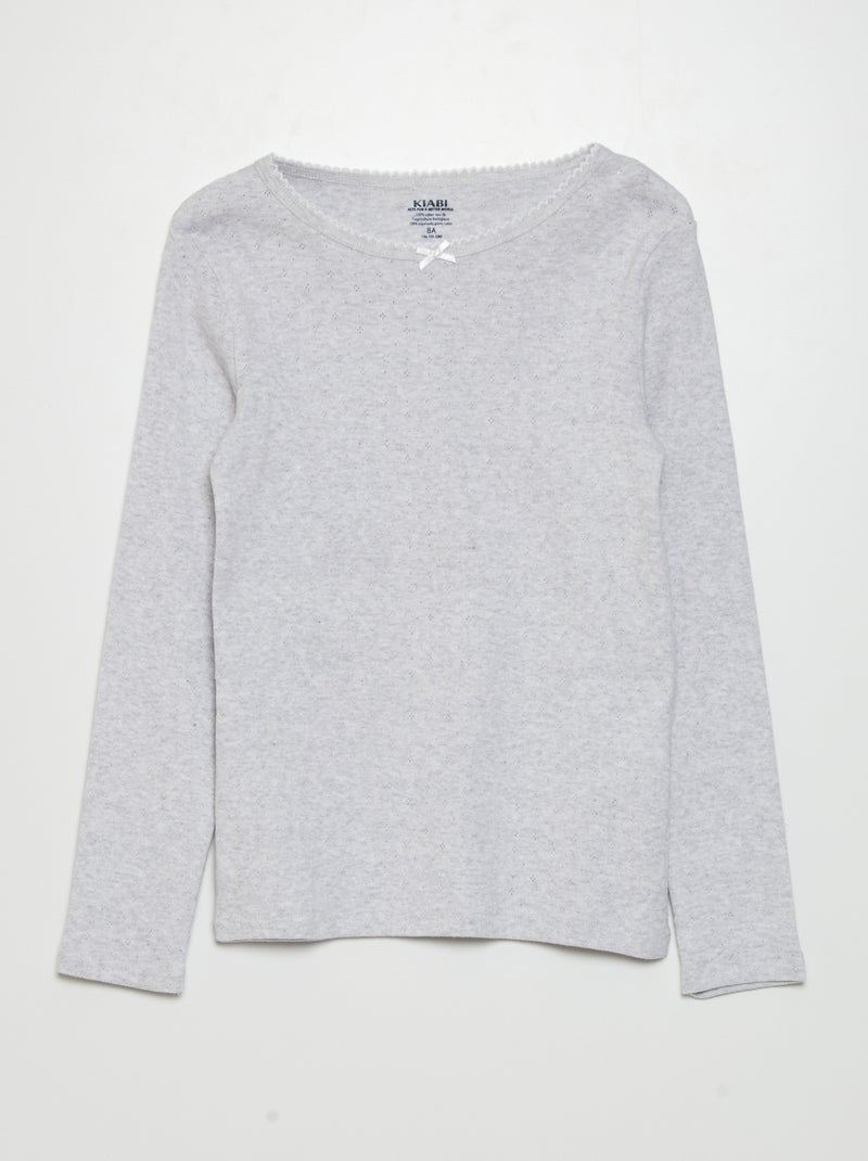 T-shirt em malha pointelle BRANCO - Kiabi