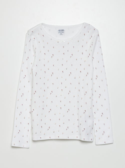 T-shirt em malha pointelle - Kiabi