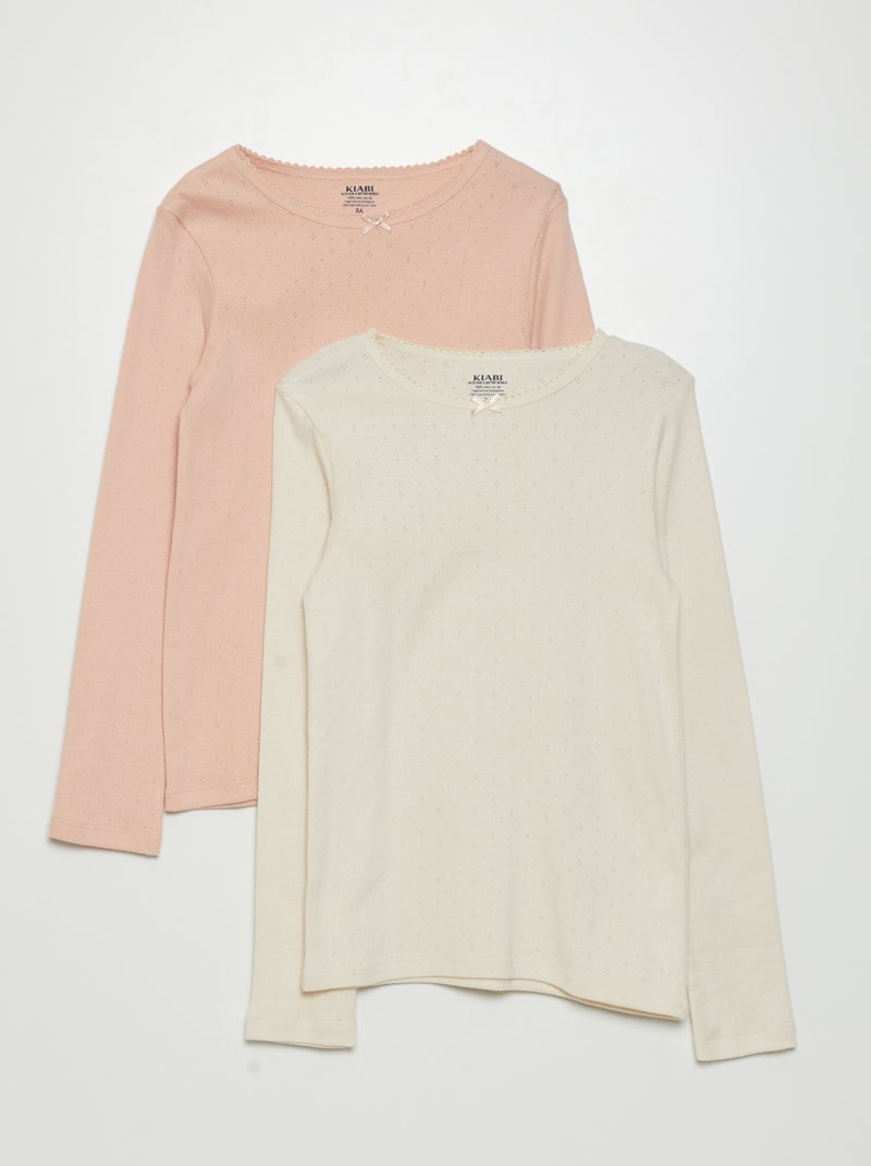 T-shirt em malha pointelle ROSA - Kiabi