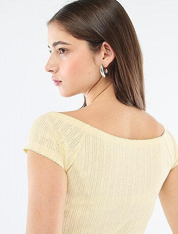 T-shirt em malha rendada