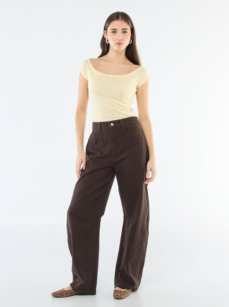 T-shirt em malha rendada Amarelo - Kiabi