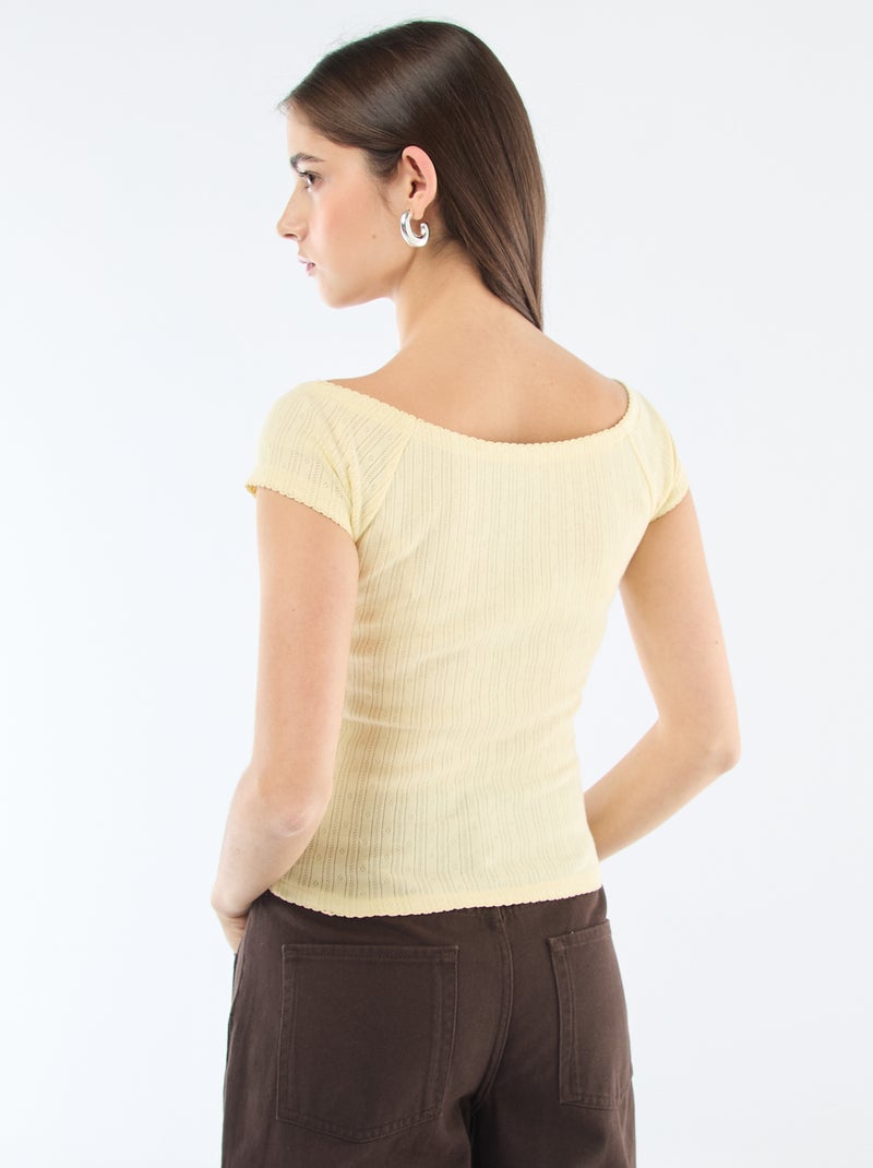 T-shirt em malha rendada Amarelo - Kiabi