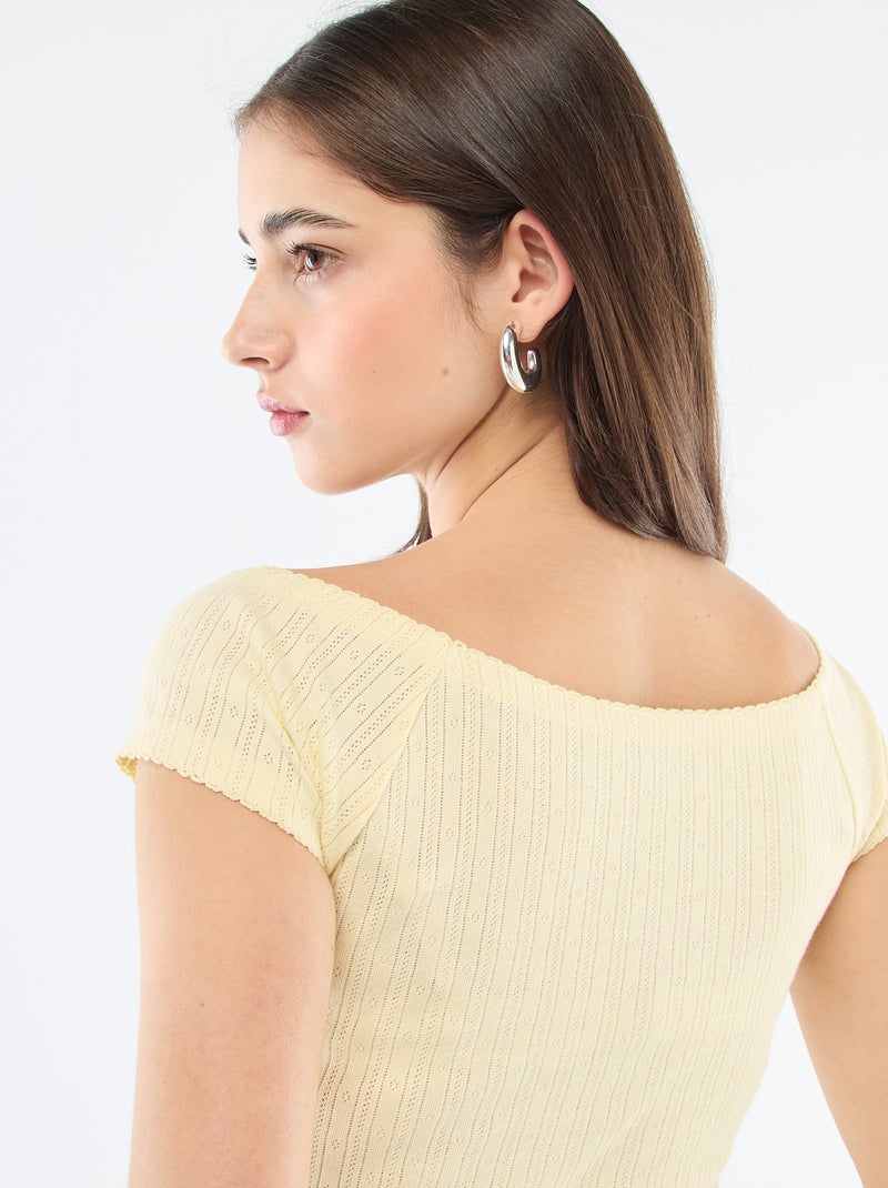T-shirt em malha rendada Amarelo - Kiabi