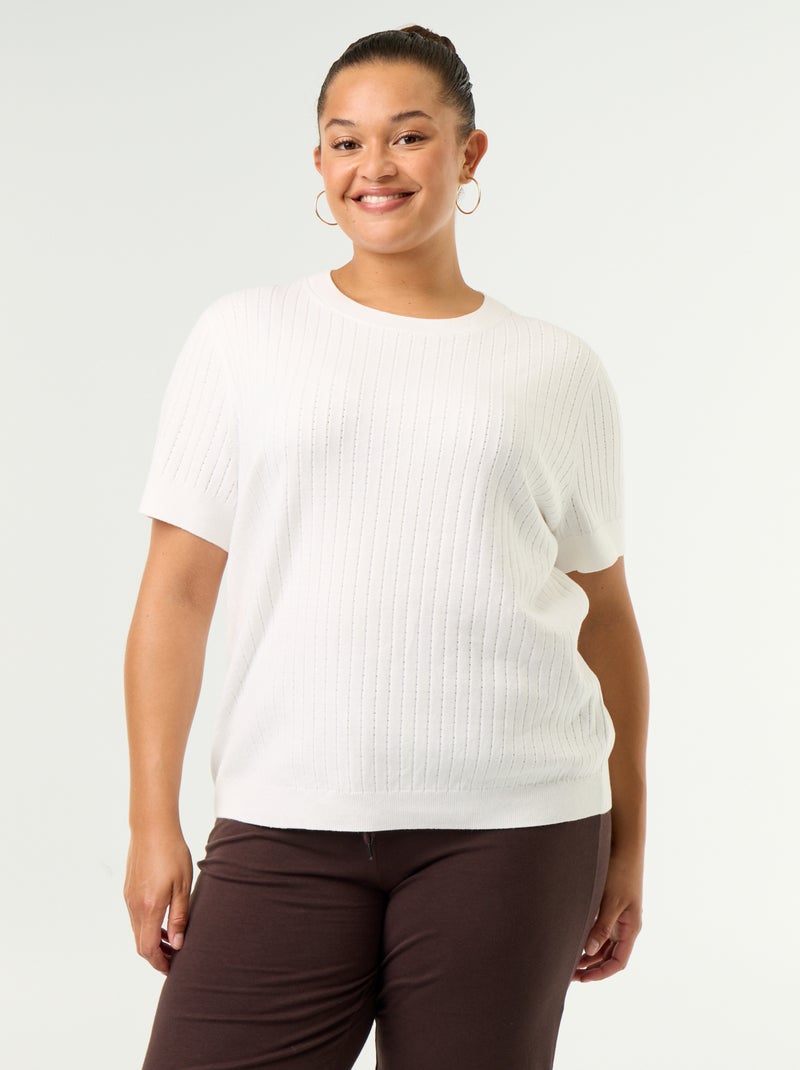 T-shirt em malha rendada Branco - Kiabi