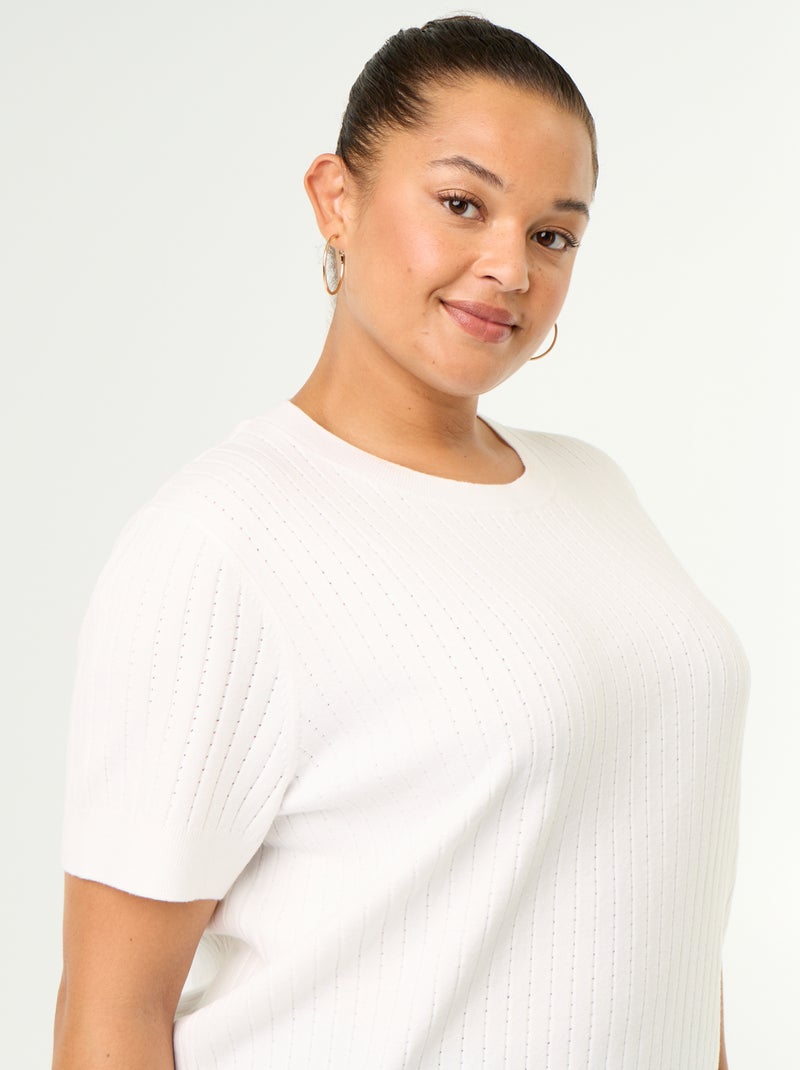 T-shirt em malha rendada Branco - Kiabi