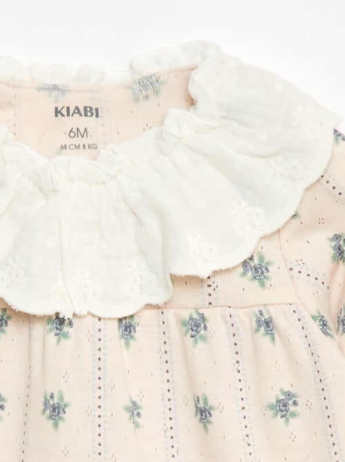 T-shirt em malha rendada com gola bordada - Kiabi