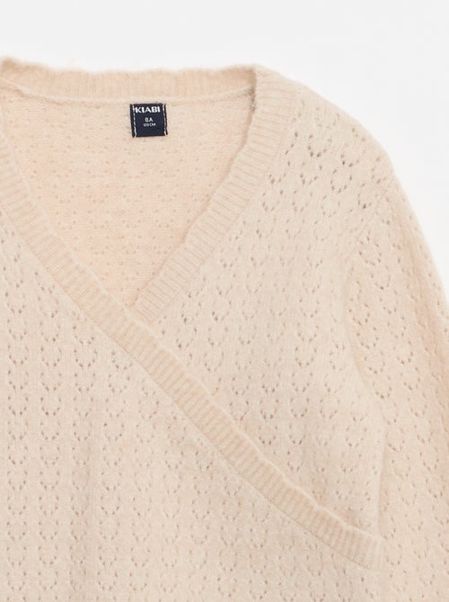 T-shirt em malha rendada com gola cache-cœur - Kiabi