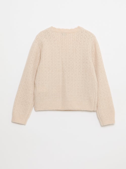 T-shirt em malha rendada com gola cache-cœur - Kiabi