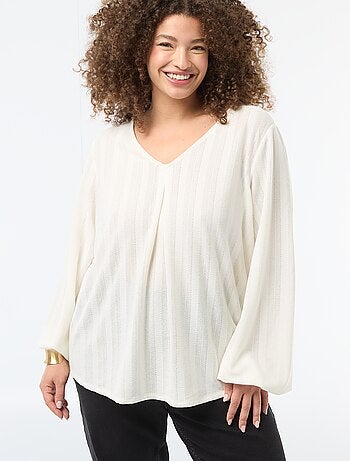 T-shirt em malha rendada com mangas curtas