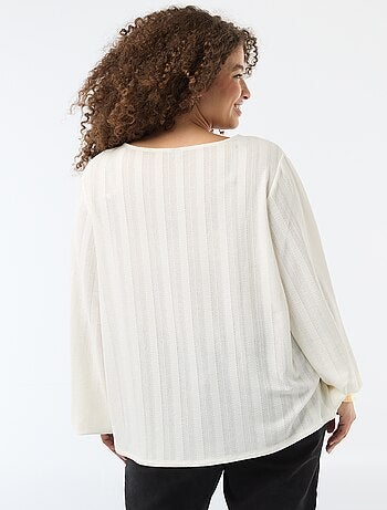 T-shirt em malha rendada com mangas curtas