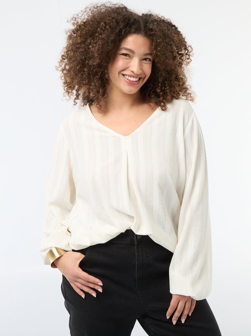 T-shirt em malha rendada com mangas curtas - Kiabi