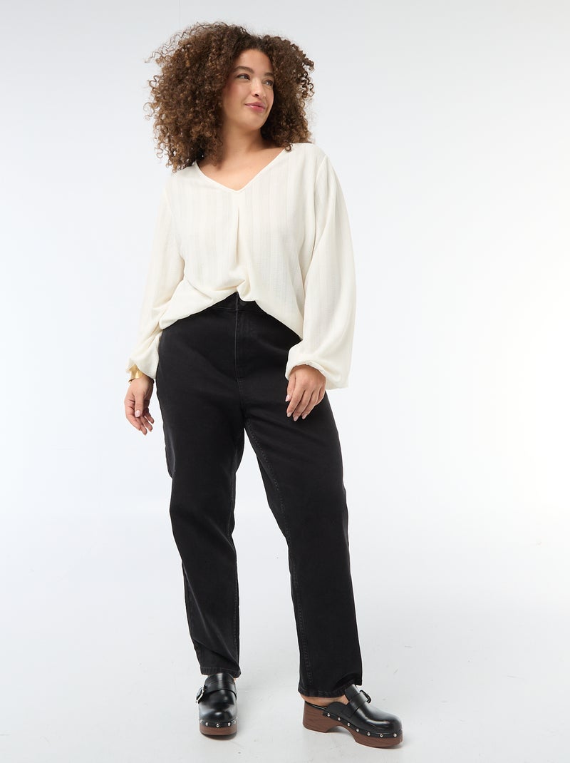T-shirt em malha rendada com mangas curtas Branco - Kiabi