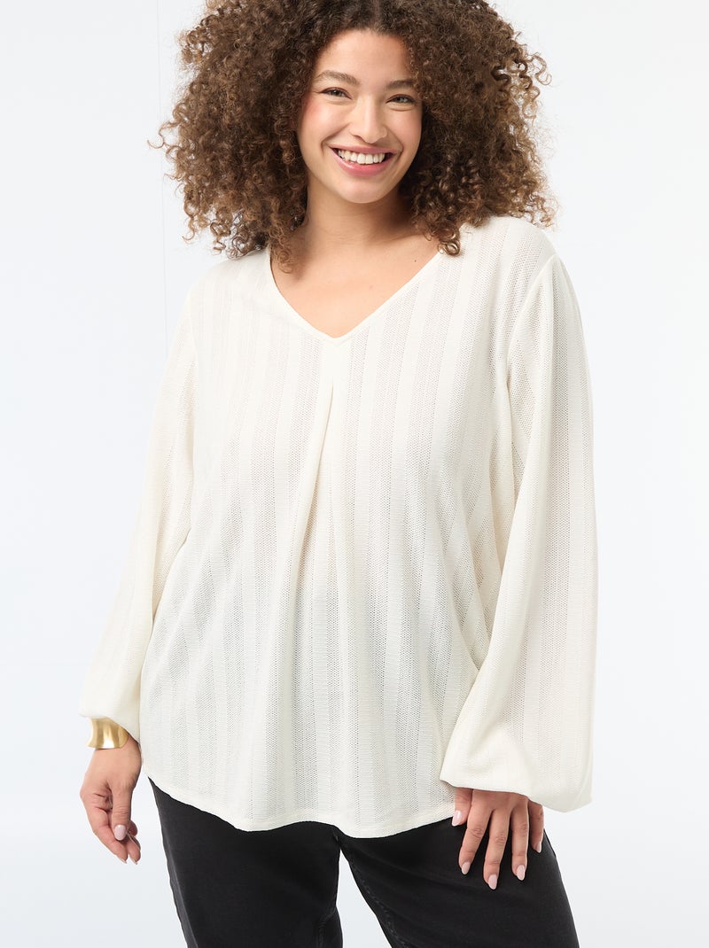 T-shirt em malha rendada com mangas curtas Branco - Kiabi