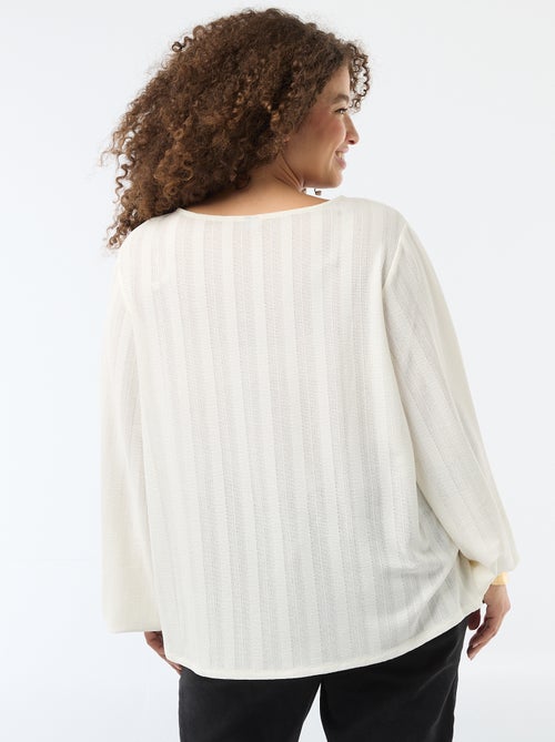 T-shirt em malha rendada com mangas curtas - Kiabi