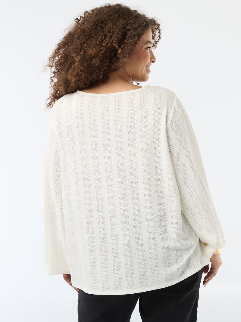 T-shirt em malha rendada com mangas curtas Branco - Kiabi