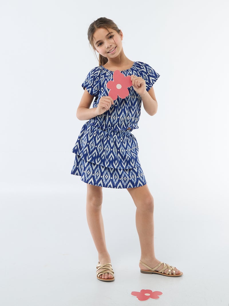 T-shirt em malha stretch Azul - Kiabi