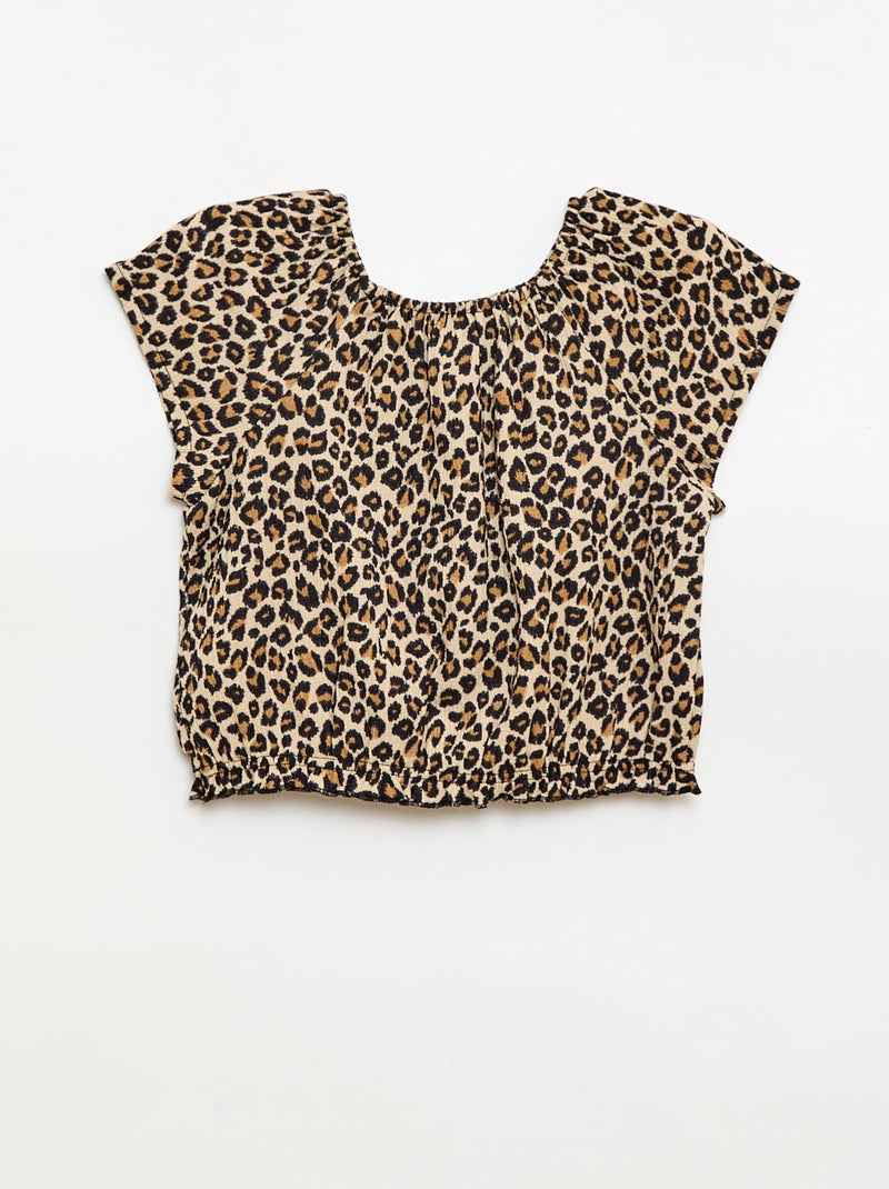 T-shirt em malha stretch Castanho - Kiabi