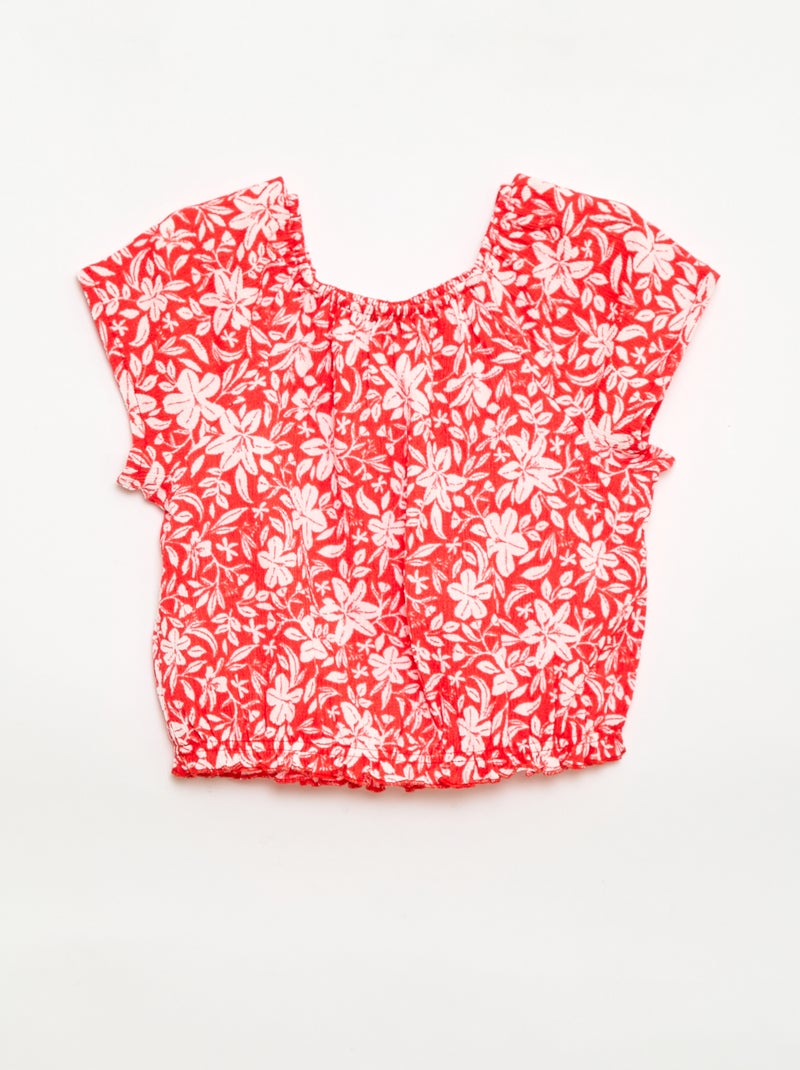 T-shirt em malha stretch Vermelho - Kiabi