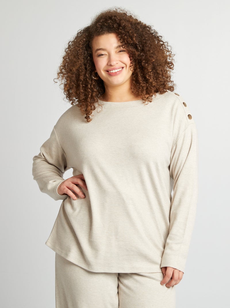 T-shirt em malha suave BEGE - Kiabi