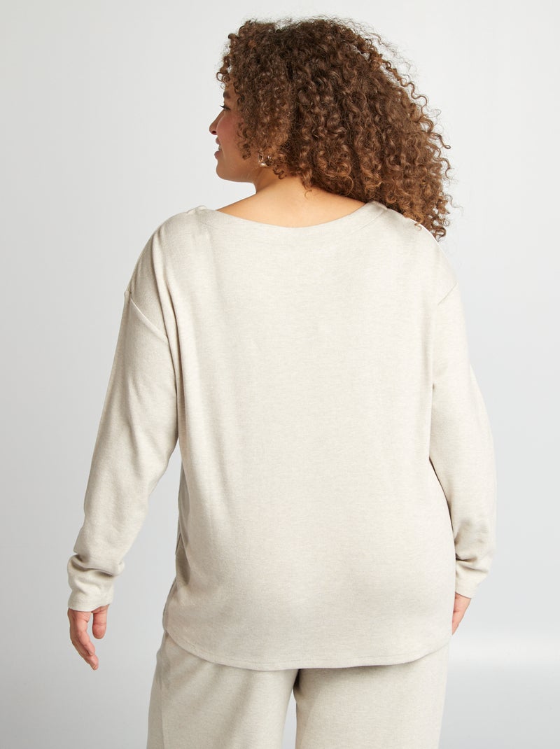 T-shirt em malha suave BEGE - Kiabi