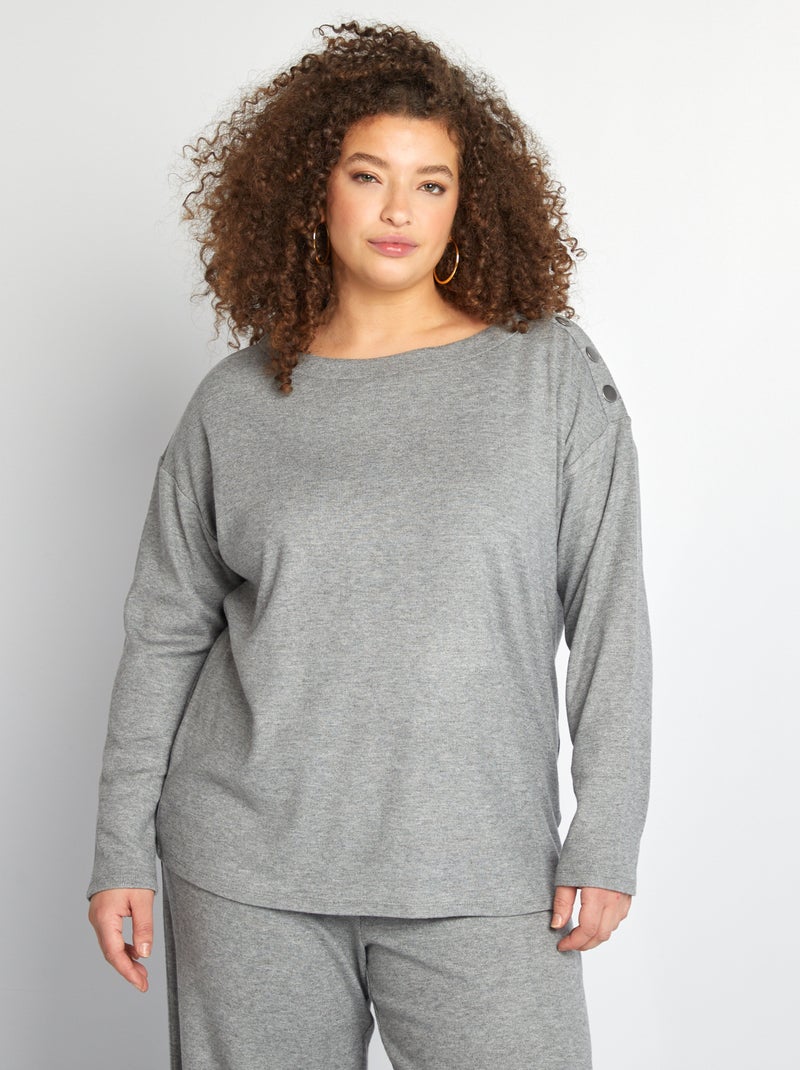T-shirt em malha suave CINZA - Kiabi
