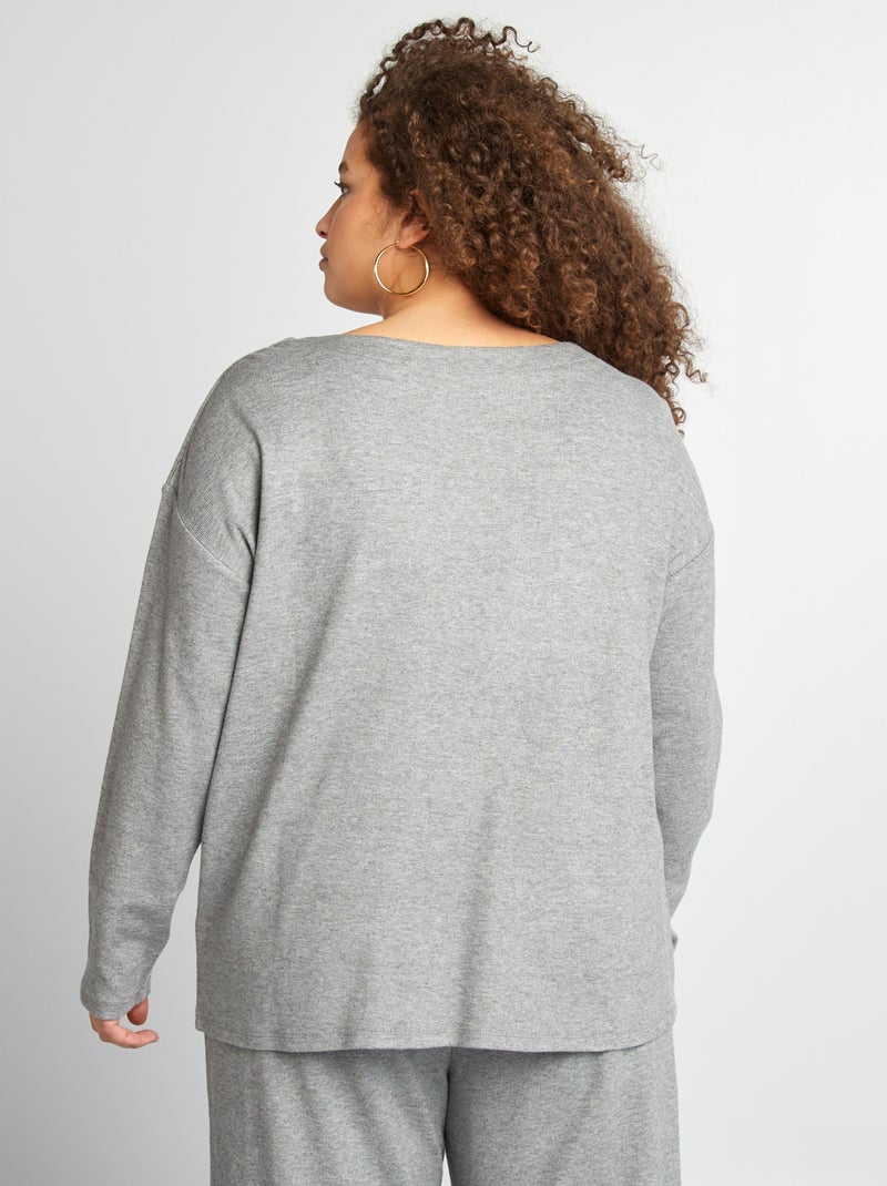 T-shirt em malha suave CINZA - Kiabi