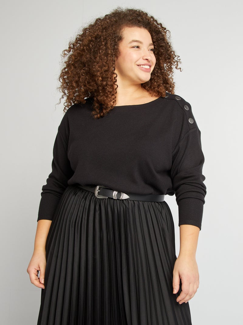 T-shirt em malha suave Preto - Kiabi
