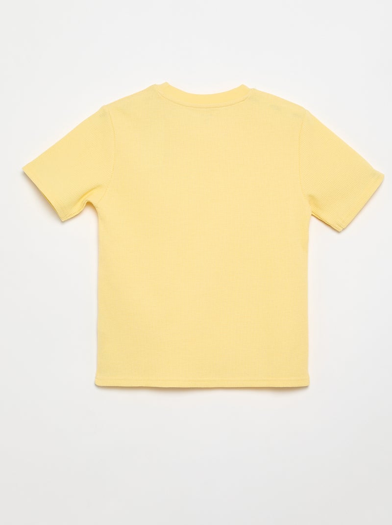 T-shirt em malha waffle Branco - Kiabi