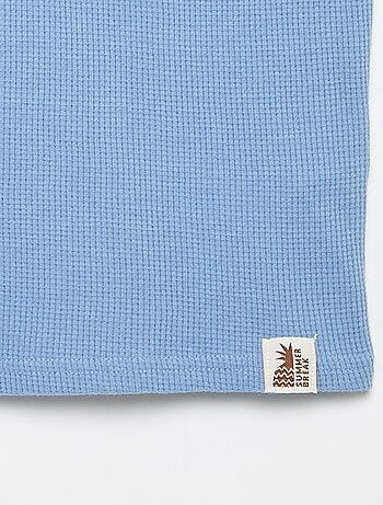 T-shirt em malha waffle