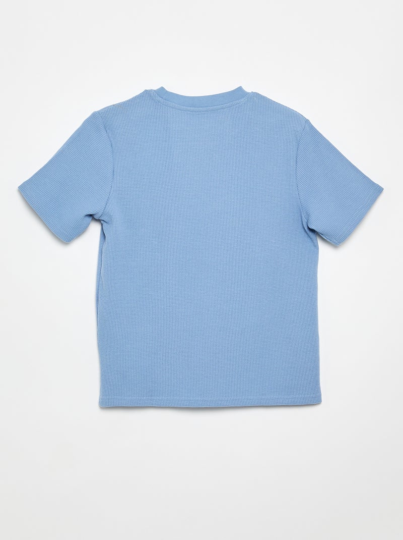 T-shirt em malha waffle Branco - Kiabi