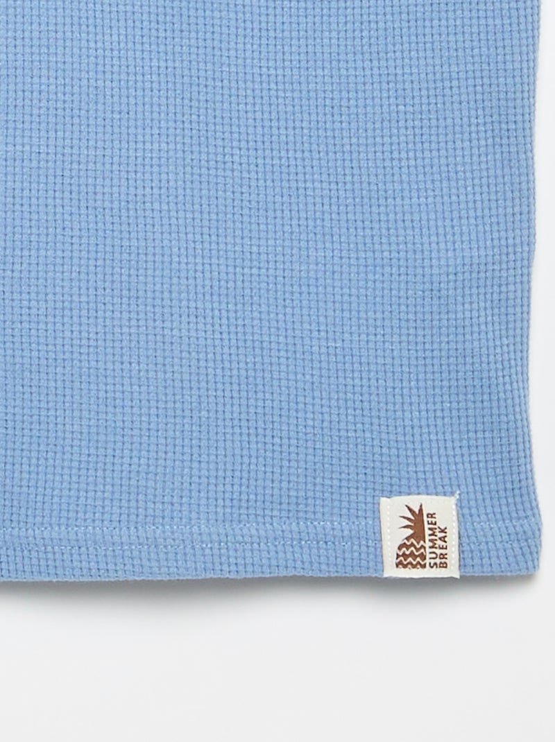 T-shirt em malha waffle Branco - Kiabi