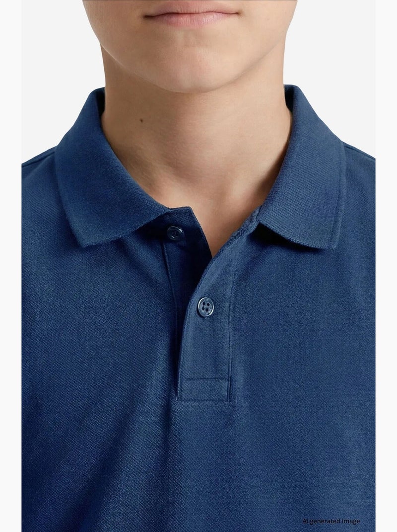 T-shirt em mistura de algodão tommy Azul - Kiabi