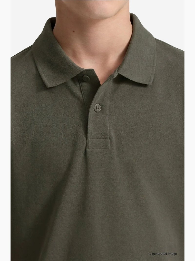 T-shirt em mistura de algodão tommy Cáqui - Kiabi
